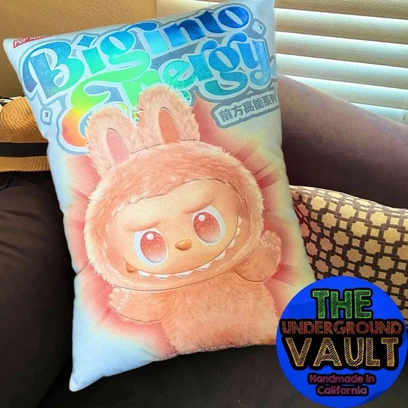 Premium Quality Labubu Big Into Energy Blind Box 24x18 Inch Pillow Macaron - Picture 1 of 1